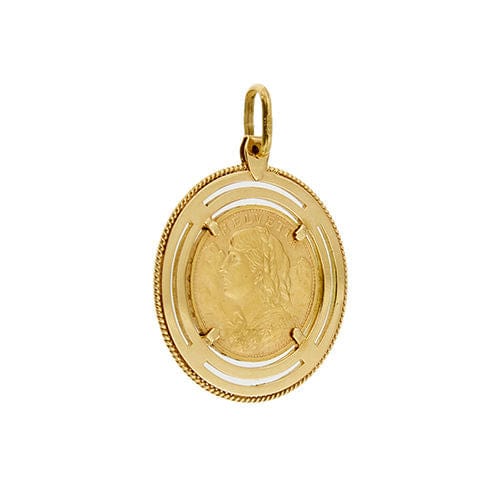 Pendentif Pendentif en or jaune avec pièce de monnaie 58 Facettes 39066