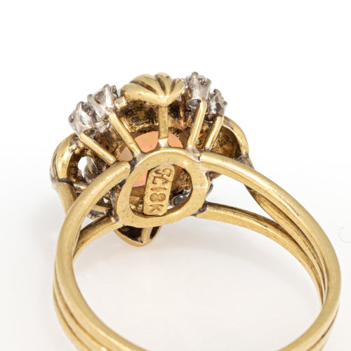 Bague 54.5 Bague en or jaune et diamants avec opale des années 70* 58 Facettes G13863