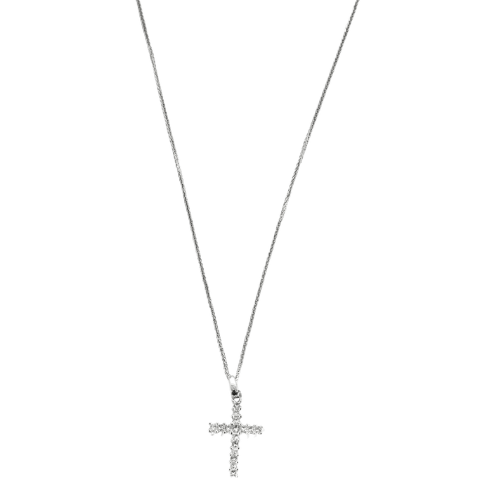 Collier COLLIER PENDENTIF "CROIX" OR & DIAMANTS. 58 Facettes BO/240006/