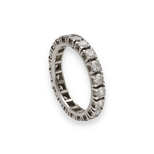 Bague 55 Alliance en or gris avec diamants H-VS - Sertie griffes 58 Facettes