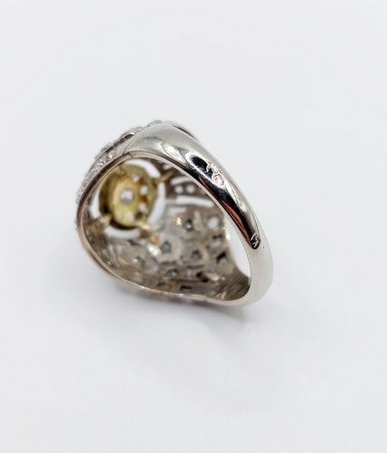 Bague 52 Bague boule Art Déco or blanc, diamant taille rose (circa 1920) 58 Facettes A04623