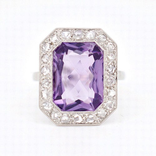 Bague 57 Bague Art Déco, Or 18 Carats, Platine, Améthyste et Diamants 58 Facettes 406