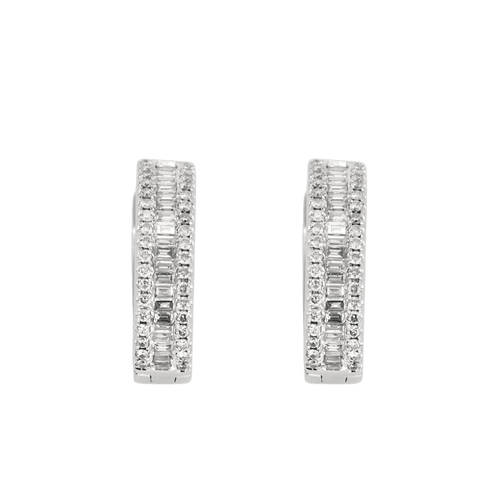 Boucles d'oreilles CRÉOLES OR BLANC ET DIAMANTS 58 Facettes BO/240057