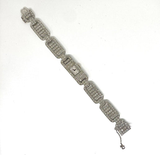 Montre Montre or blanc et diamants Art Deco 58 Facettes