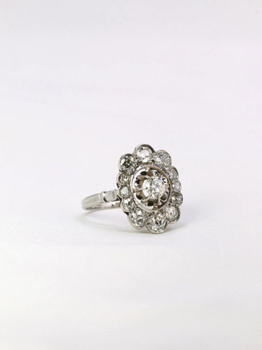 Bague 52.5 Bague marguerite Art Déco diamants 1,3 carats 58 Facettes J397