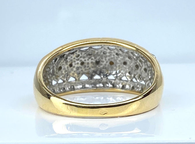 Anel jonc em ouro amarelo e diamantes 