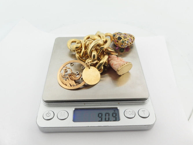 Bracelet bracelet gourmette breloques coeur zodiac t18 or jaune 18k 90.5gr charms 58 Facettes 270131