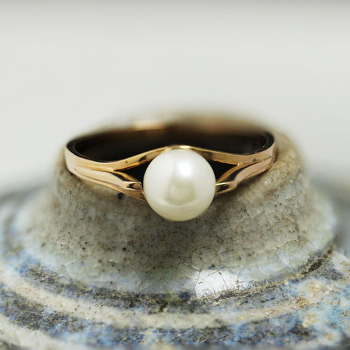 Bague 52 Bague solitaire or rose perle de culture 58 Facettes 17-304C