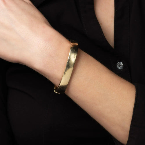 Bracelet Bracelet jonc carré vintage de 10 mm de large en or jaune 14 carats, bijoux fins de domaine, 7 pouces 58 Facettes G13755