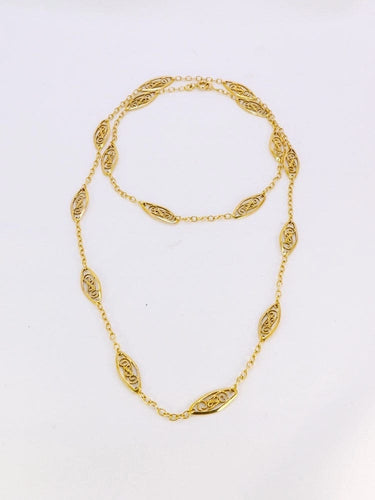Collier Chaîne Art Nouveau maille filigrane or jaune 58 Facettes 1074.5