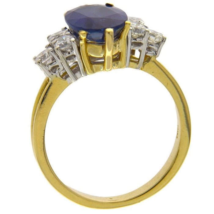 Bague 54 Bague en or jaune et blanc avec saphir et diamants 58 Facettes G3604