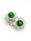 Bague 55 Bague or jaune, Fleur de Cristal de roche sablé, Jade et Diamants 58 Facettes