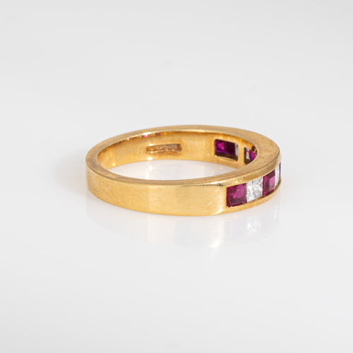Tiffany & Co Ruby Diamond Ring 4mm Band Vintage 18k Yellow Gold Signed Jewelry 58 Facettes G13930