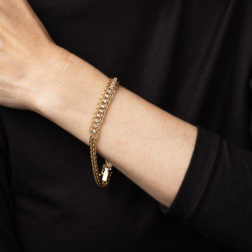 60s Diamond Mesh Bracelet Vintage 14k Yellow Gold 7" Estate Fine Jewelry 58 Facettes G14125