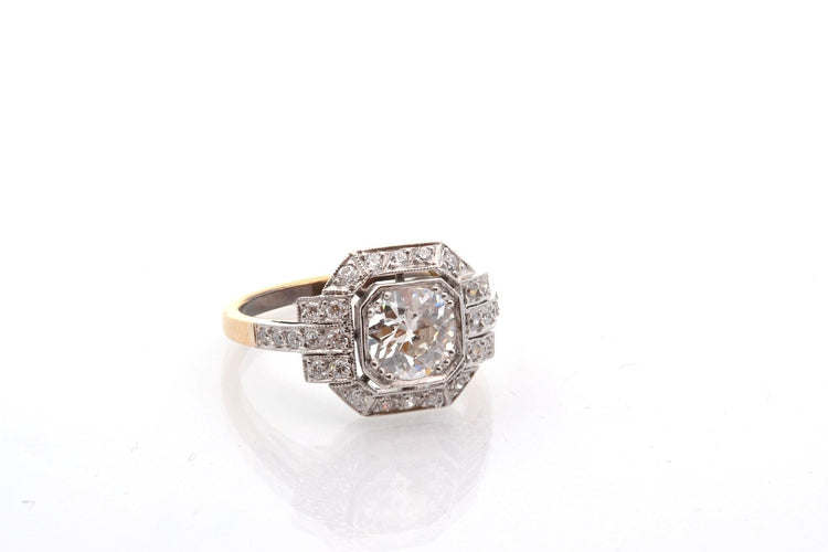 Bague 54 Bague diamant de 1,06cts H/SI2 en or et platine 58 Facettes 27858-27497