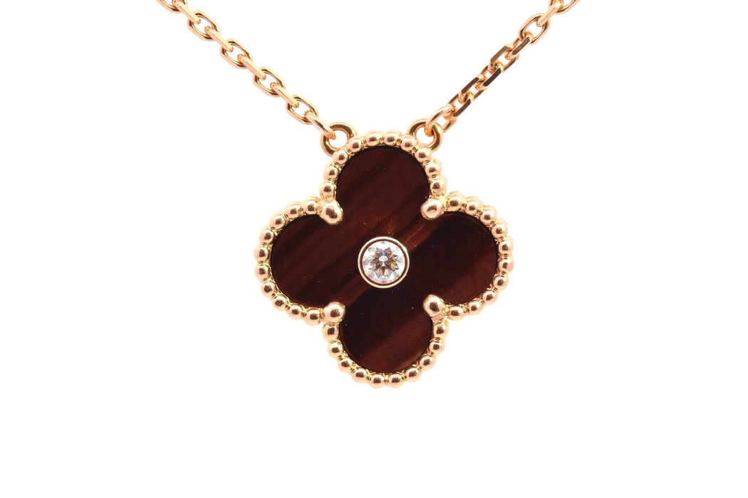 Collier VAN CLEEF & ARPELS  - Collier Vintage Alhambra or Jaune oeil de boeuf et diamant 58 Facettes 26053