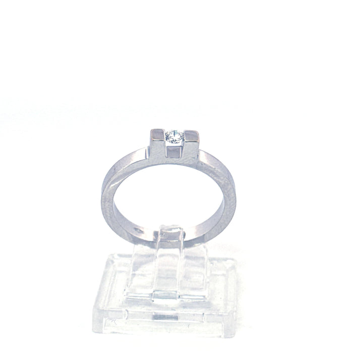 Bague 53 Solitaire Minimaliste Or Blanc 18k Diamant 58 Facettes 3-GS30229-01