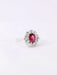 Bague 55 Bague marguerite or blanc rubis ovale diamants 58 Facettes 1023.1