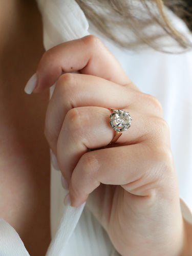 Bague 52 Bague solitaire diamant taille ancienne Old Mine Cut 3,07 carats 58 Facettes 1113.2