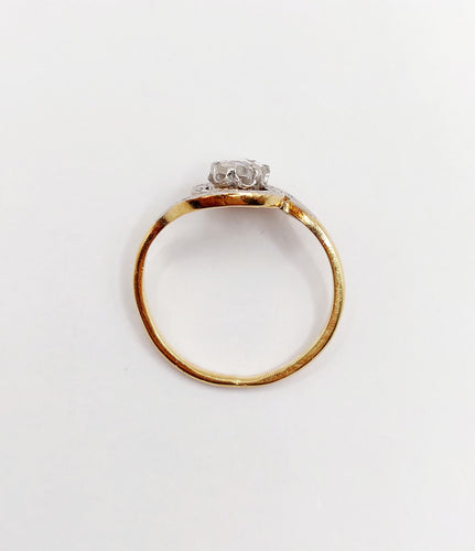 Bague 49 Bague tourbillon antique or 18k diamant taille rose 4 mm (circa 1900) 58 Facettes A06287