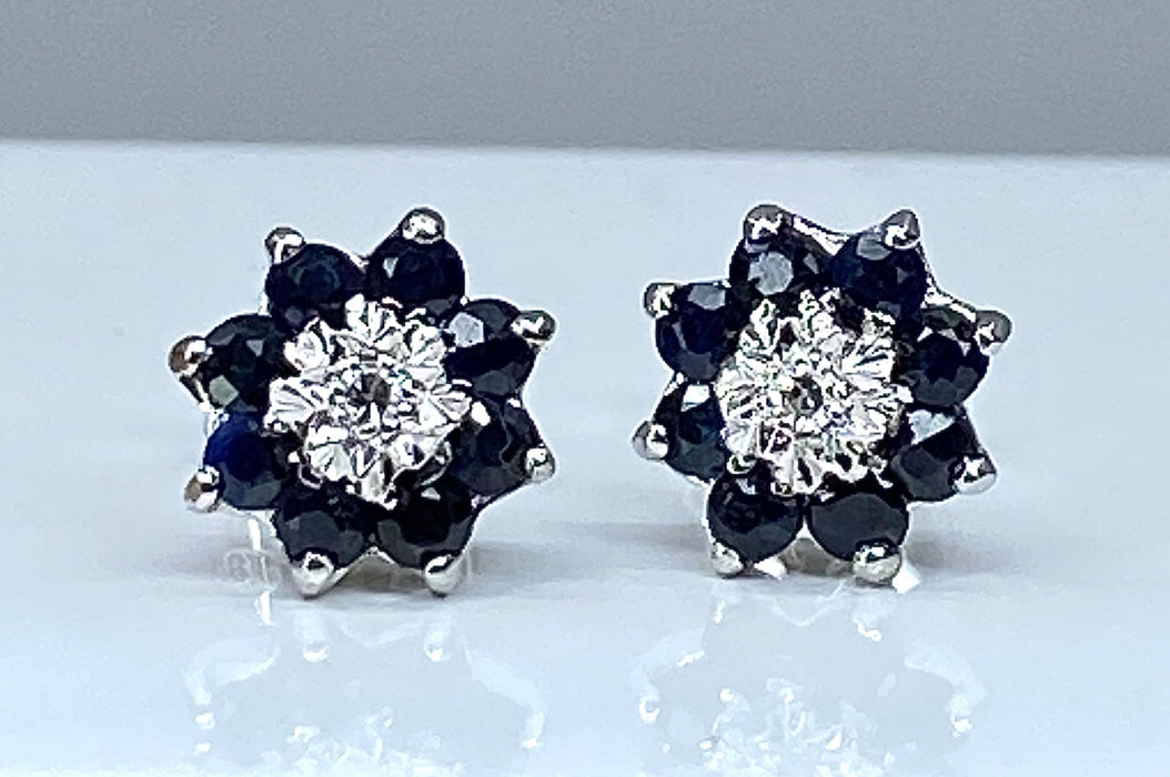 White gold sapphire and diamond earrings