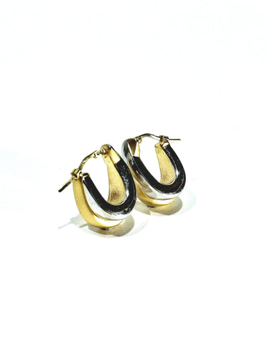 Boucles d'oreilles Boucles d'oreilles en or jaune et blanc 18 carats 58 Facettes
