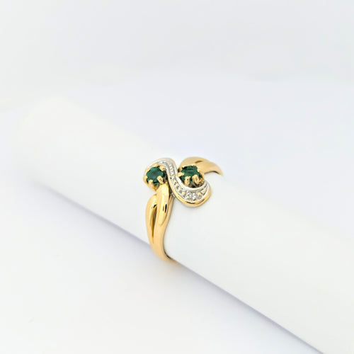 Bague 53 Bague or jaune diamants et émeraudes 58 Facettes 29047