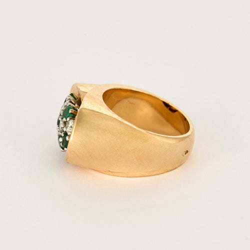 Bague 55 Bague or jaune, émeraude et diamants 58 Facettes CAN1077