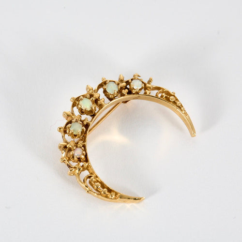 Broche Broche ancienne Lune or et opales 58 Facettes