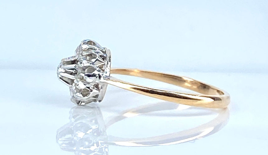 Bague 51 Bague marguerite en or jaune et diamants 58 Facettes AB618