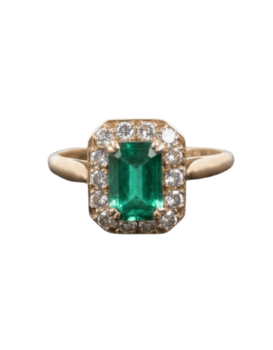 Bague 58 Bague en or jaune, émeraude et diamants 58 Facettes