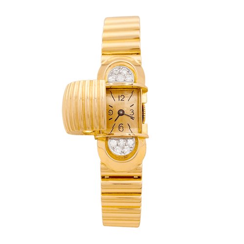 Montre Montre vintage secrète UTI, or jaune et diamants. 58 Facettes 34615