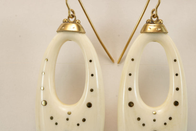 Boucles d'oreilles Boucles d'oreilles antiques en or piqué ivoire 58 Facettes 7662
