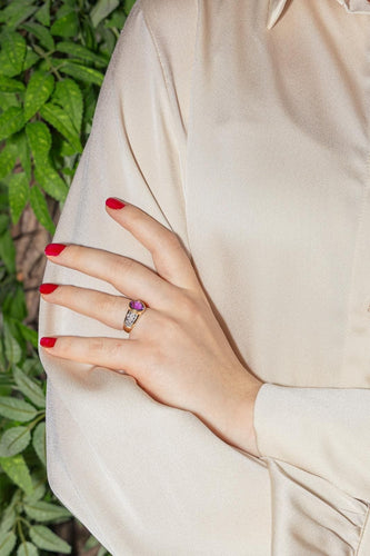 Bague 53 Bague Or jaune Améthyste, Diamant 58 Facettes 4578559RV