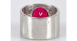 58 Bague Bandeau Or Gris 18k, sertie d'une belle Rubellite 58 Facettes