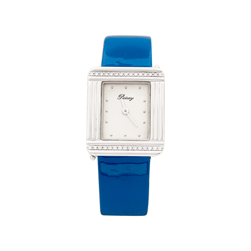 Montre Montre Poiray, "Ma Première",  acier et diamants sur cuir. 58 Facettes 34340