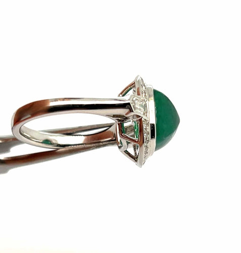 Bague 54 Bague en Or blanc avec Émeraude et Diamants 58 Facettes