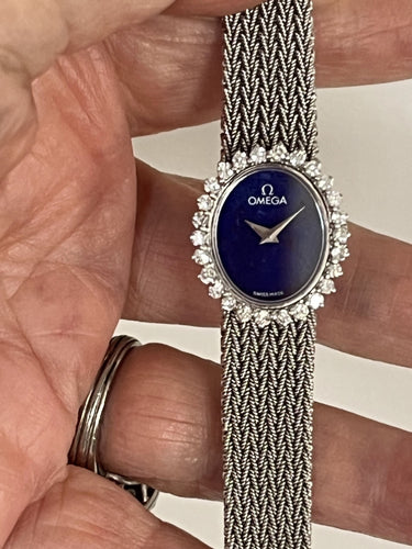 Montre OMEGA - Montre Dame or gris, diamants, lapis 58 Facettes REF. 6580