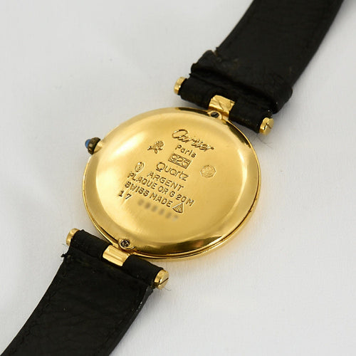 Montre CARTIER - Montre Modèle Vendome en argent plaqué or, cadran laqué noir 58 Facettes