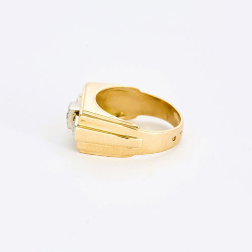 Bague 51 Bague Tank diamants or jaune et platine 58 Facettes