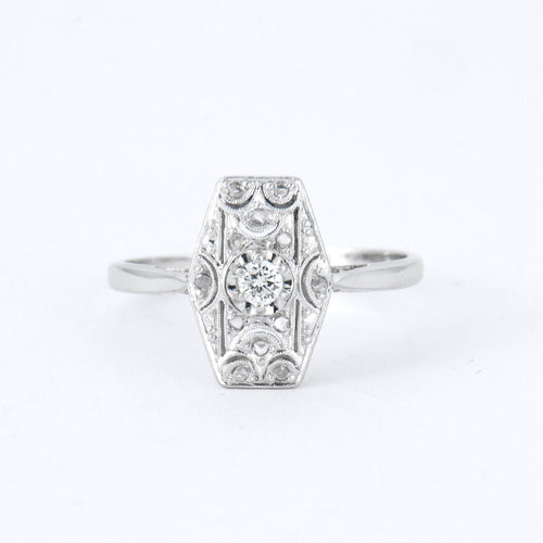 Bague 60.5 Bague diamants en or gris et platine, Art Déco 58 Facettes