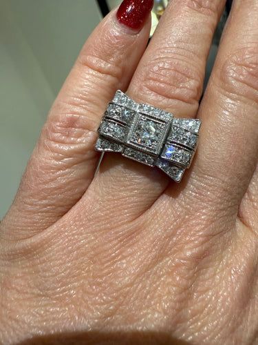 Bague 54 Bague Tank Platine et Diamants 58 Facettes 1.0000394/1