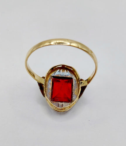 Bague 56.5 Bague Art Déco or, pierre rouge (circa 1930) 58 Facettes A05843