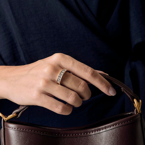 Bague 59,5 Demie alliance or jaune et diamants 58 Facettes DAX0081