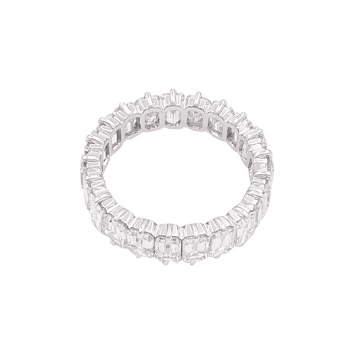 Bague 55 Alliance or blanc, diamants taille émeraude. 58 Facettes 34381