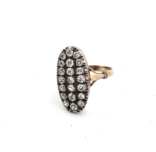 Bague 57 Bague victorienne antique en argent et or 12 carats avec diamants taille ancienne 58 Facettes
