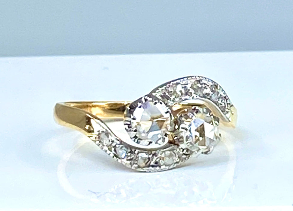 Ring Toi & Moi goud en diamanten, circa 1900