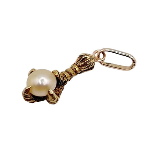 Pendentif Pendentif antique or jaune serre d'aigle et perle 58 Facettes A05685