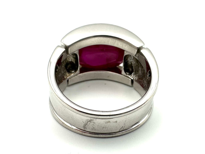 Bague 58 Bague or blanc 18K, diamants et rubis 11ct certifié 58 Facettes