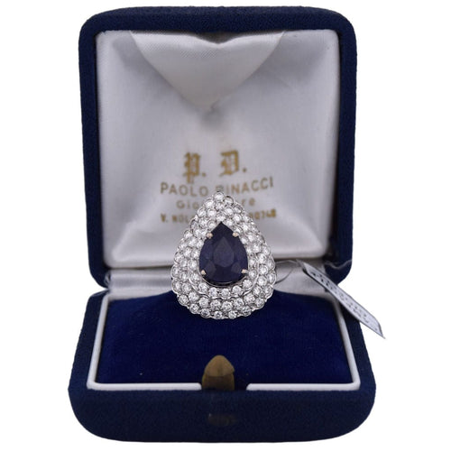 Bague 57 Bague en or blanc avec saphir et diamants 58 Facettes